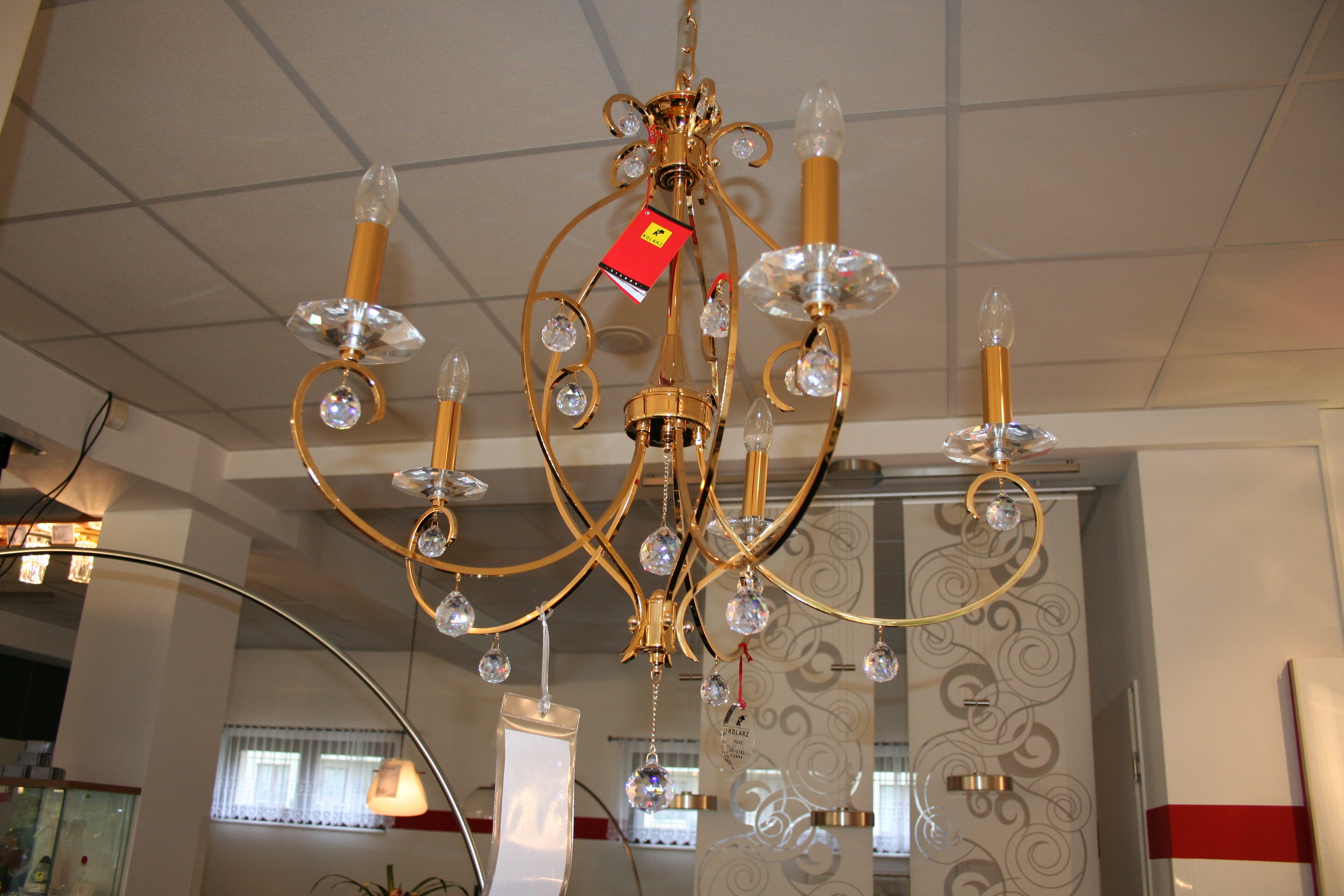 KOLARZ-Austrolux Leuchten - 0232.85.3.KpT - Kroonluchter CARAT, KOLARZ Pure, goud 24K D 66 cm, min. hoogte 90 cm, max. hoogte 135 cm, 5-lichts, E14, 60 W