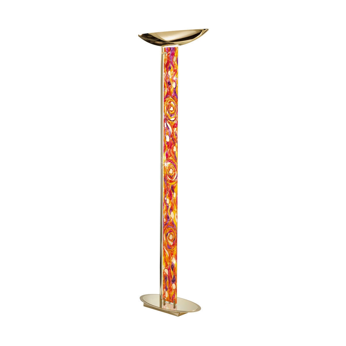 KOLARZ-Austrolux LeuchtenBodenleuchte DELPHI, Gold 24K, Aqua Red Länge 60 cm, Breite 26 cm, Höhe 185 cm, 2 flg., R7s 118mm, 200 + 300 W