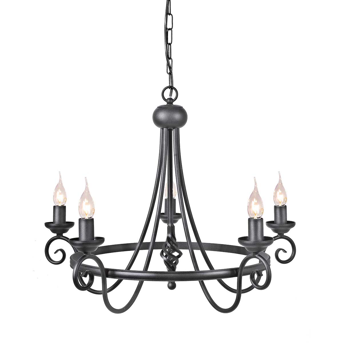Elstead - HR5-BLACK - Harlech 5-lichts kroonluchter - Zwart