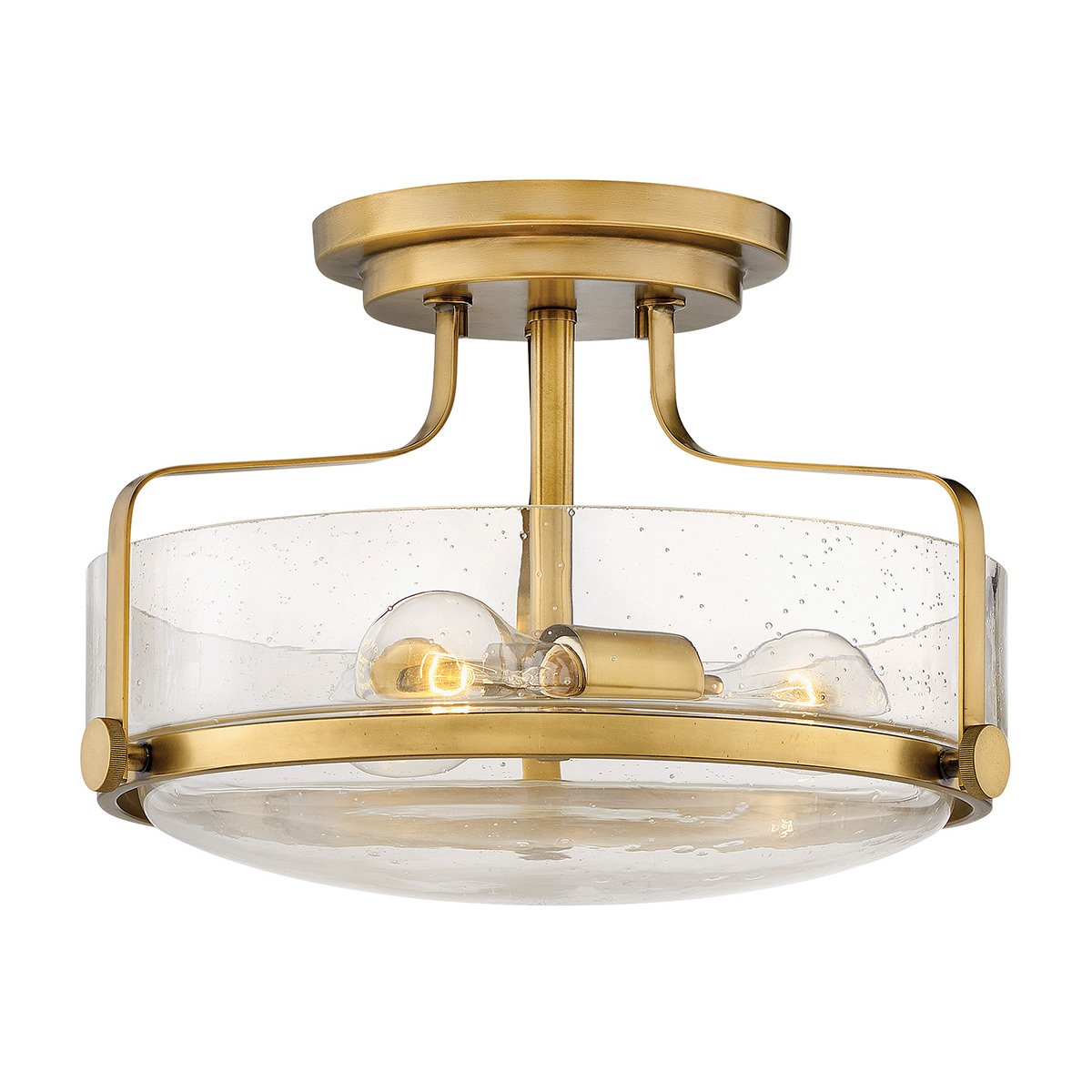 Elstead - HK-HARPER-SFS-HB-CS - Harper 3-lichts kleine semi-flush - Heritage Brass, staal, helder gezaaid glas