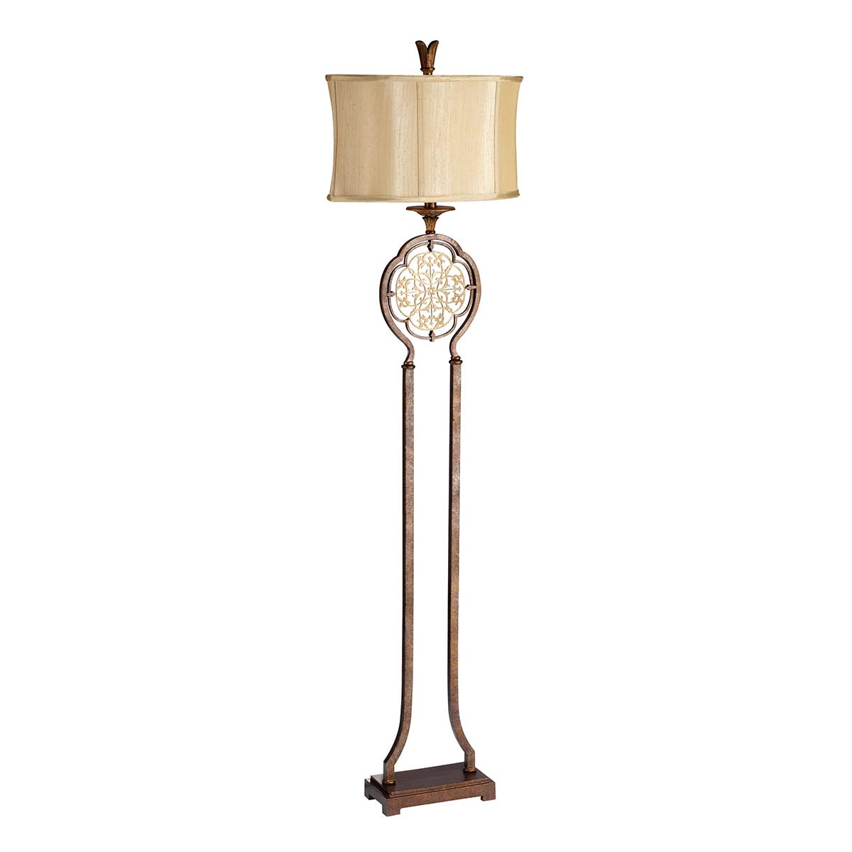 Elstead - FE-MARCELLA-FL - Marcella vloerlamp - Britse brons/geoxideerd brons met lichtgouden kap