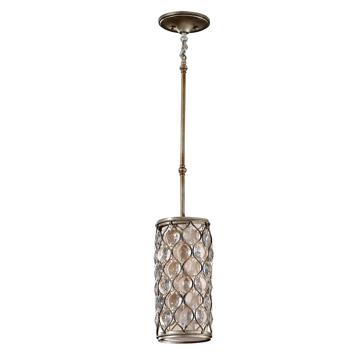 ElsteadLucia 1 Mini hanglamp - Gebrand zilver