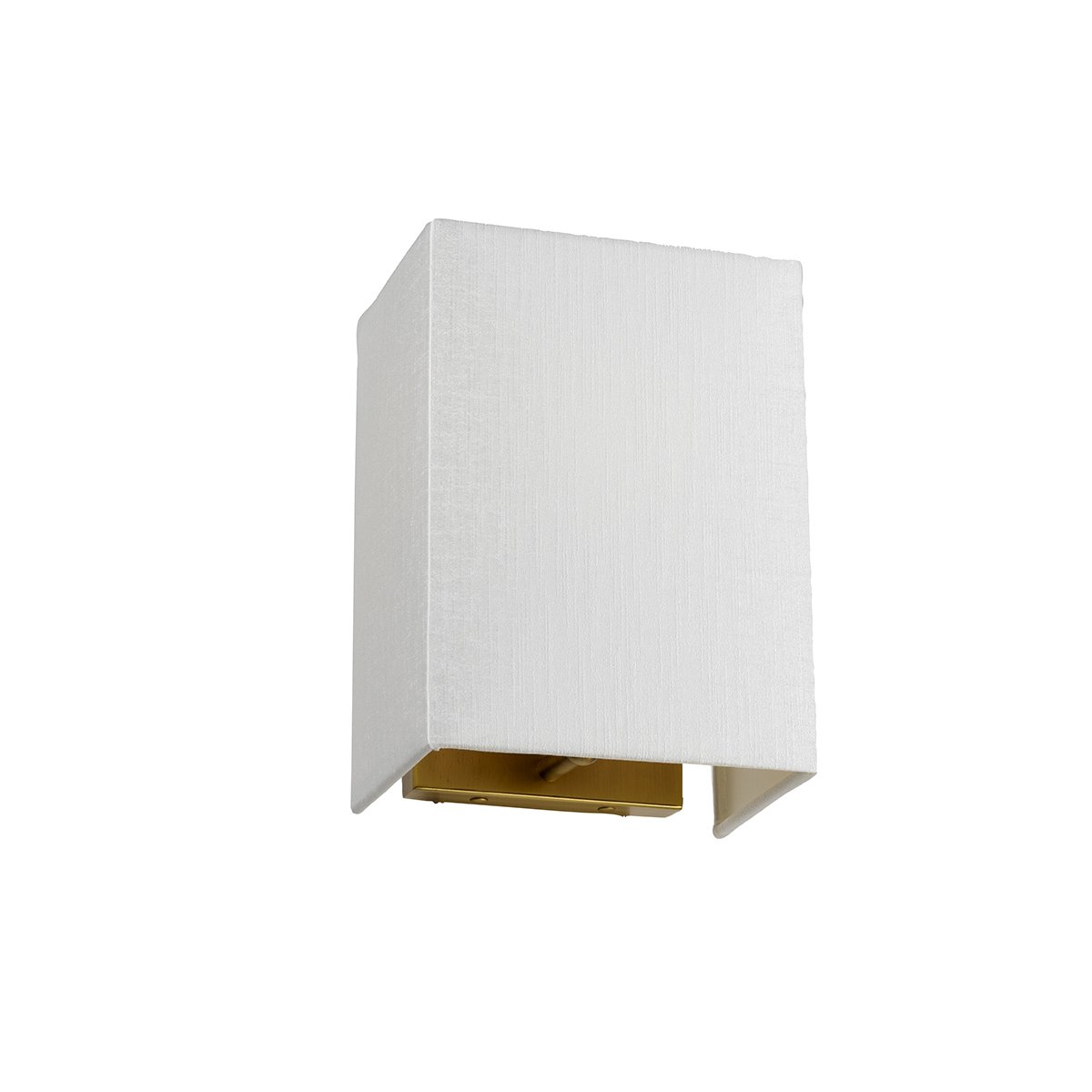 ElsteadRiley kleine rechthoekige wandlamp met verouderde messing achterplaat met ivoorkleurige kap