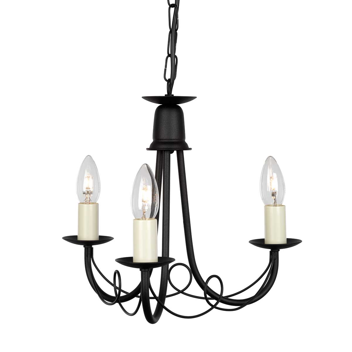 Elstead - MN3-BLACK - Minster 3 Light Chandelier - Black