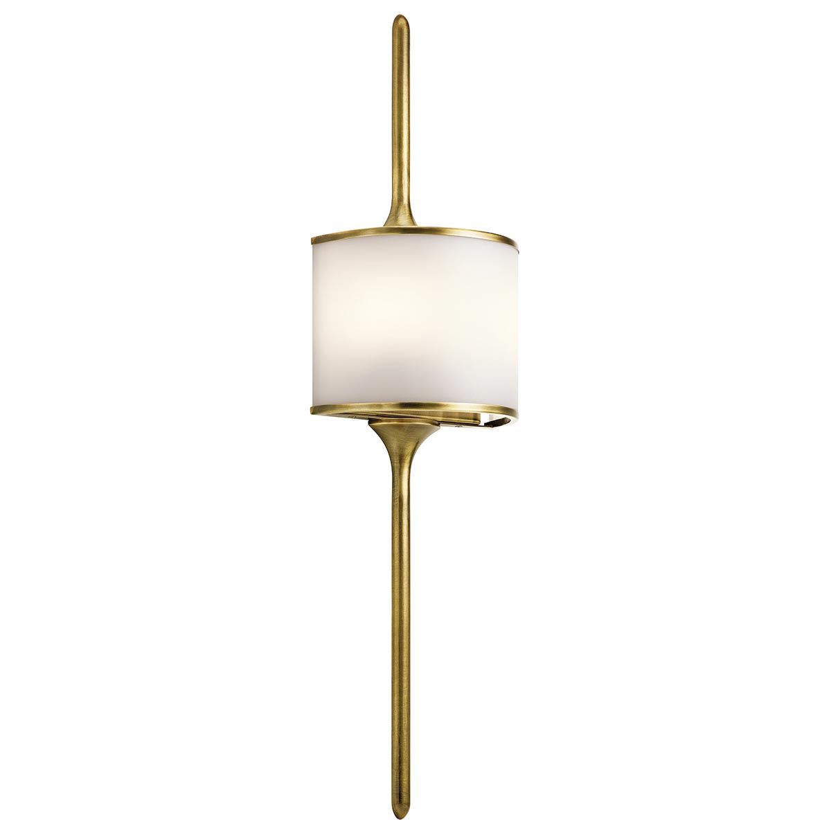 Elstead - KL-MONA-L-NBR - Mona 2-lichts grote wandlamp - natuurlijk messing