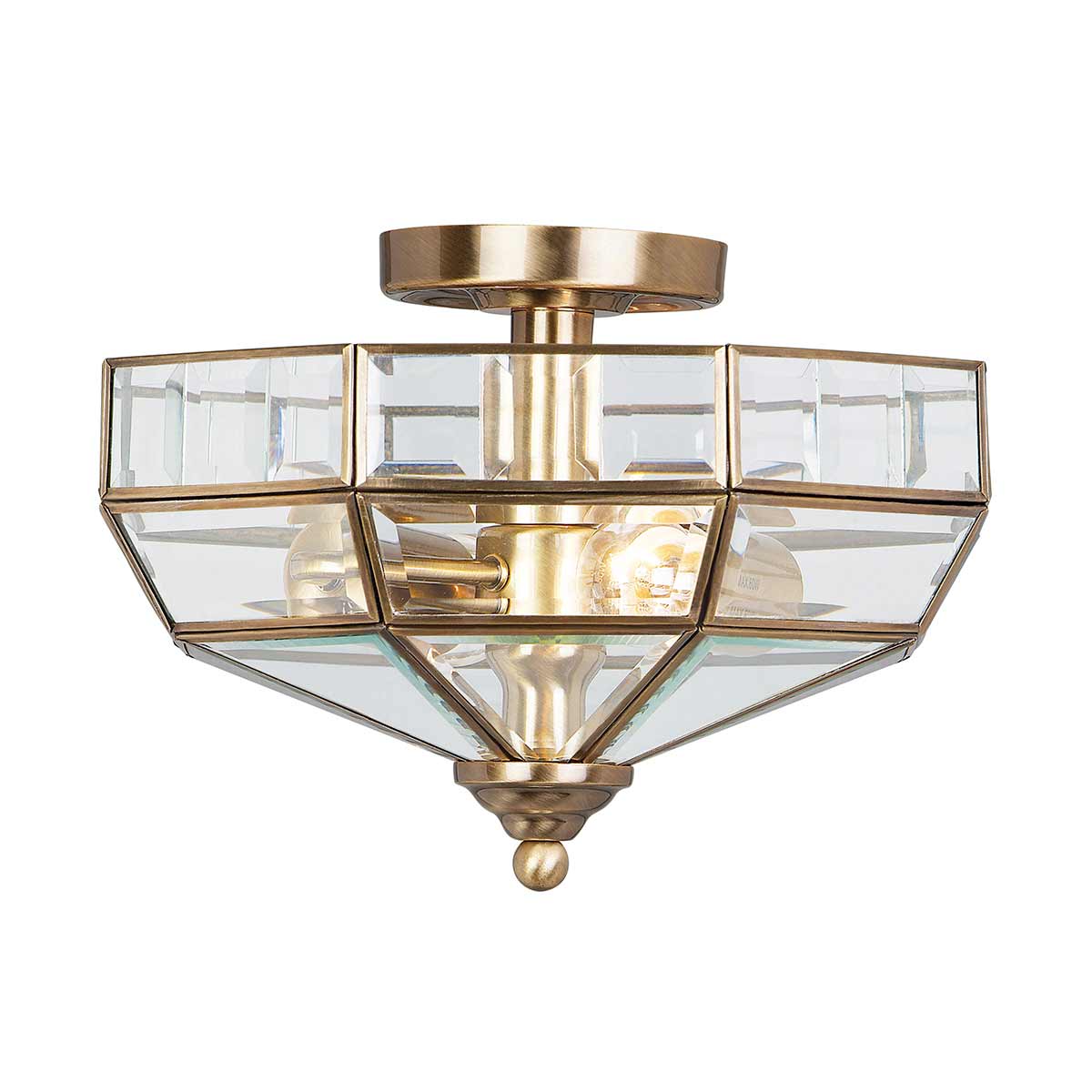 ElsteadOld Park 2-lichts semi-flush - antiek messing