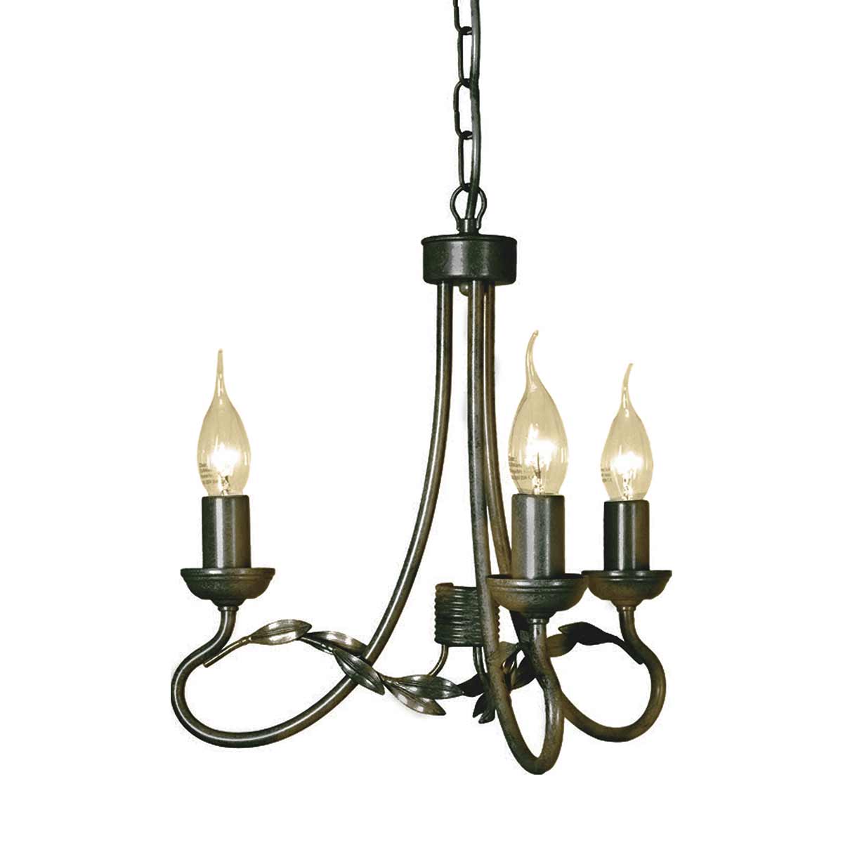 Elstead - OV3-BLK-GOLD - Olivia 3-lichts kroonluchter - Zwart/Gouden patina