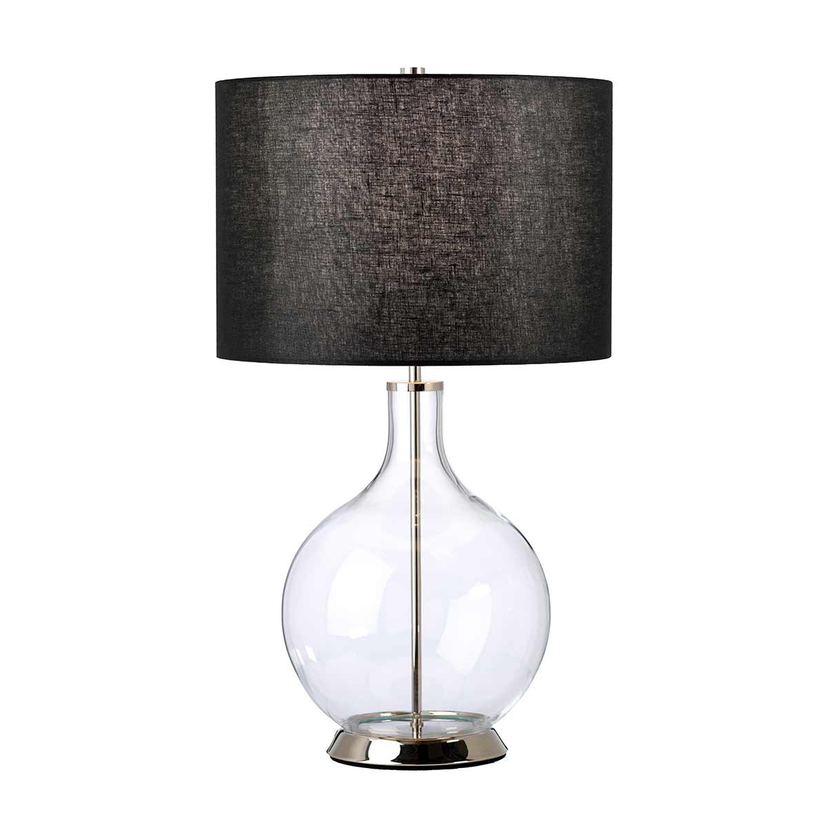 Elstead - ORB-CLEAR-PN-BLK - Orb 1-lichts tafellamp (compleet met zwarte kap) - gepolijst nikkel met zwarte kap