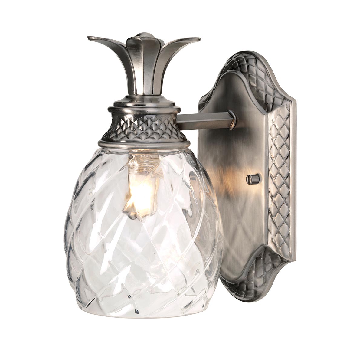 ElsteadPlantation 1-lichts wandlamp - gepolijst nikkel, antiek