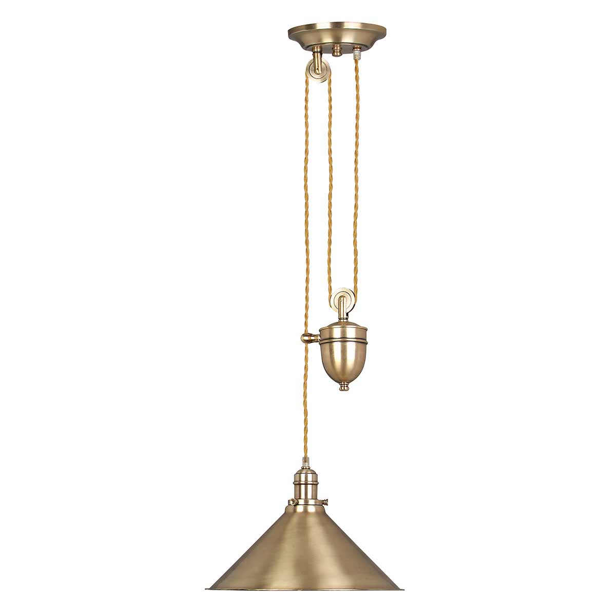ElsteadProvence 1 Light Rise and Fall hanglamp - verouderd messing