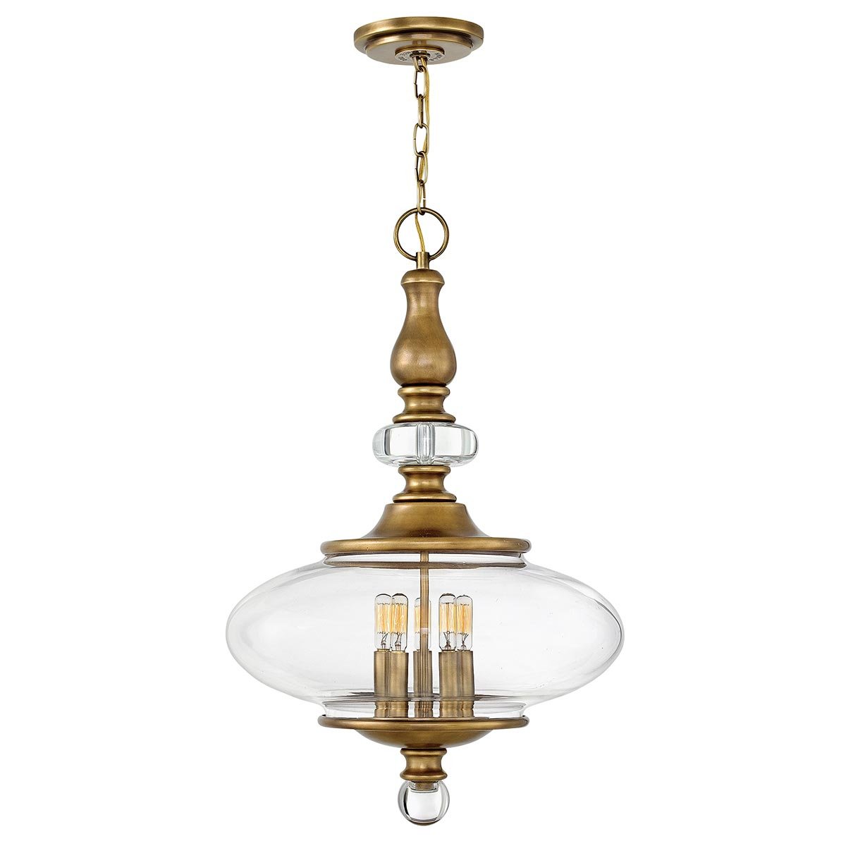 Elstead - HK-WEXLEY-5P-HB - Wexley 5 Leuchtende Pendelleuchte - Heritage Brass