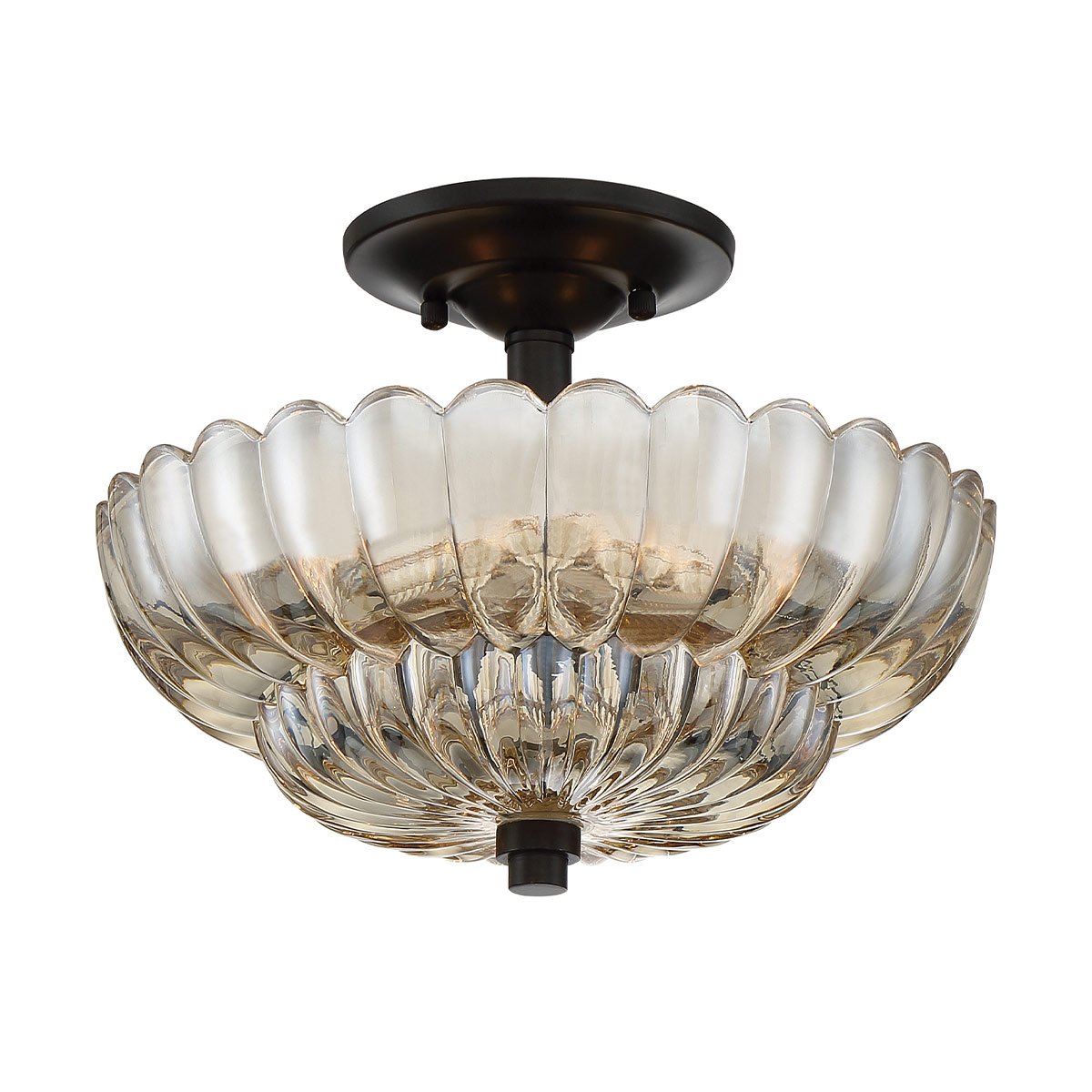 Elstead - QZ-WHITECAP-SF-S - Quoizel Whitecap 3 lt Semi Flush Medium - Getint amberglas met gespikkeld cacaobruin