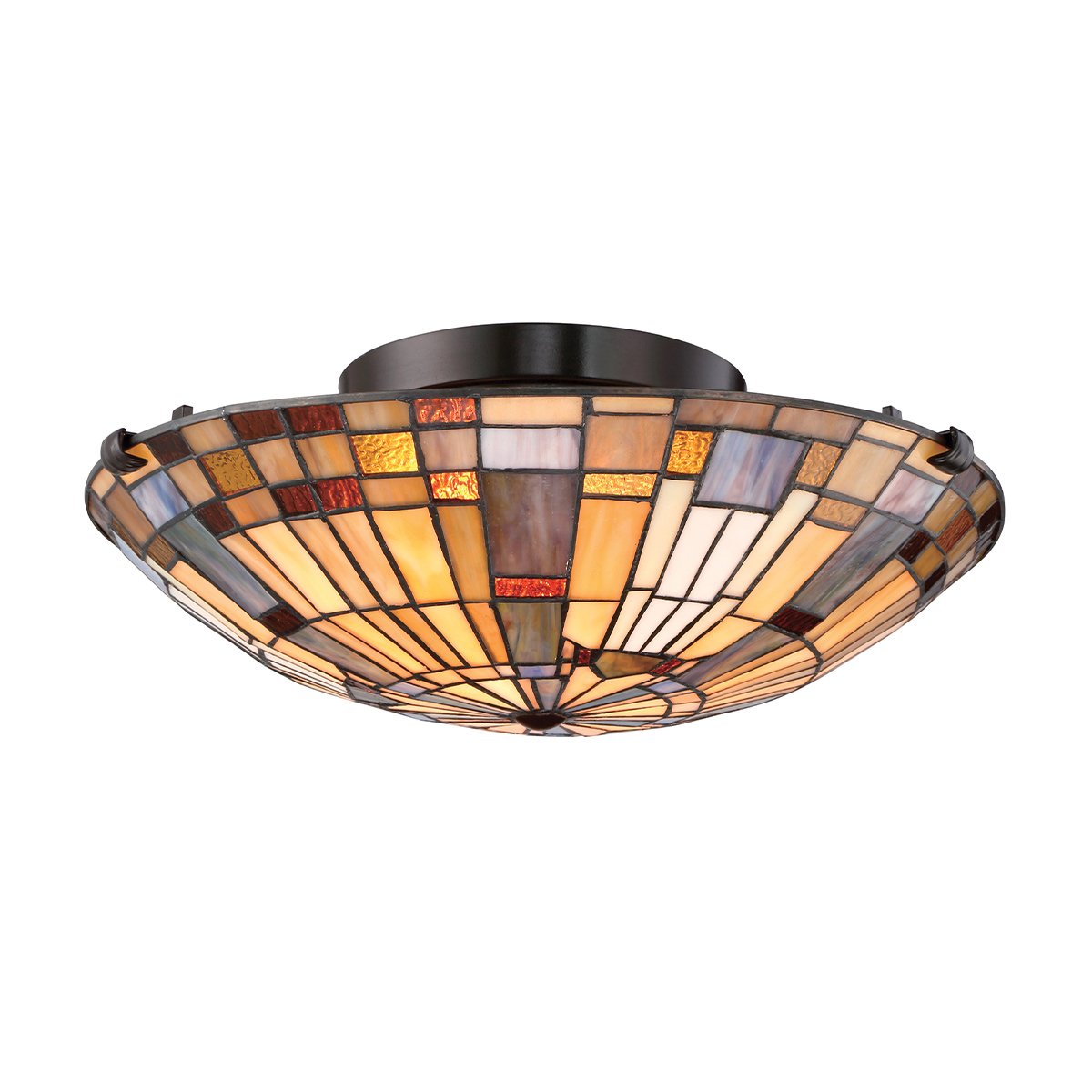 ElsteadInglenook 2 lt Flush - Valiant Brons & kunstglas-kap