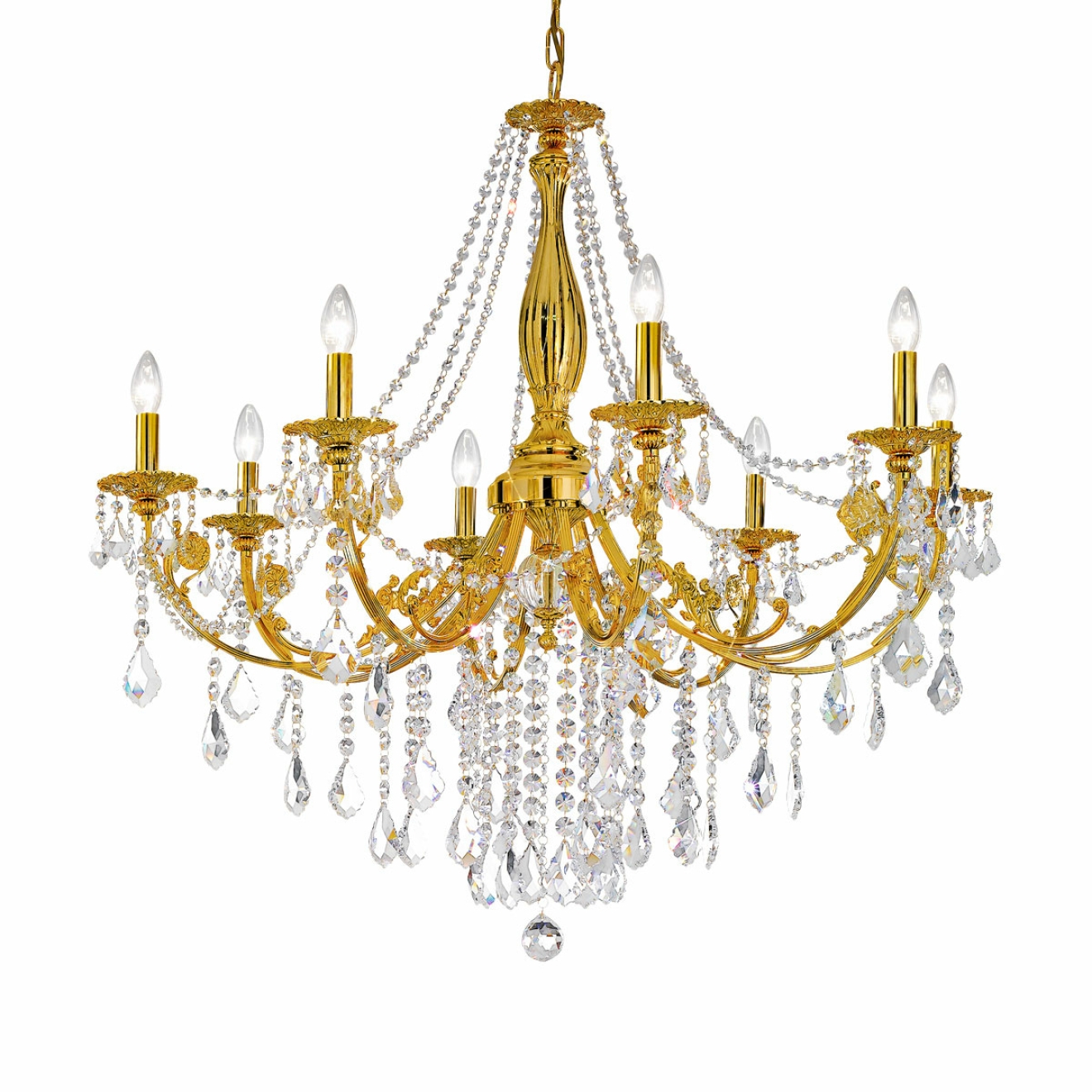 KOLARZ-Austrolux LeuchtenLuster PISANI/PISANI CRYSTAL, KOLARZ Pure, Frans goud D 101 cm, hoogte 180 cm, min. hoogte 120 cm, max. hoogte 100 cm, 8-lichts, E14, 60 W