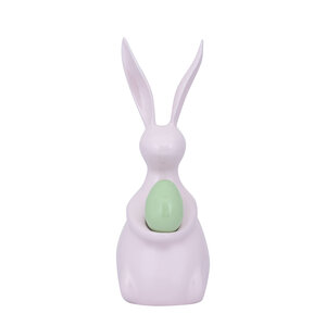 Saedee Light Pink gegoten aluminium hazenstandbeeld met ei L