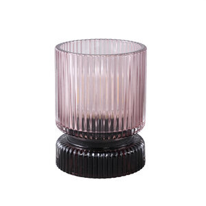 Comrad Pink glazen LED-lamp met ribbelstructuur rond