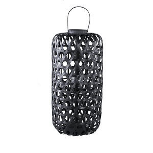 Mayita zwarte ronde bamboelantaarn met glas L