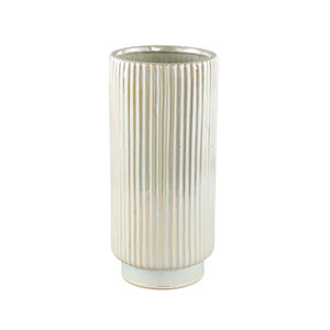 Eviera Pearl glanzende, geglazuurde keramische pot, geribbeld, rond
