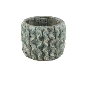 Vonda Blue ronde cementen pot golvend patroon S
