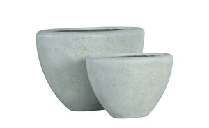Dashima Creme GRC pot hoog ovaal, set van 2