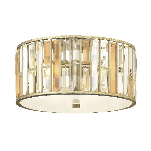 Gemma 3-lichts plafondlamp - bladzilver von Elstead
