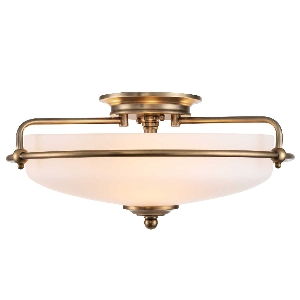 Elstead&nbsp;Griffin 3 Light Flush - verweerd messing&nbsp;QZ-GRIFFIN-F-WS