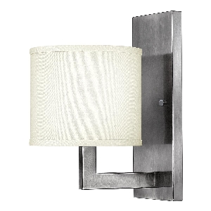 Hampton 1 lichte wandlamp - antiek nikkel, ivoorkleurige lampenkap von Elstead