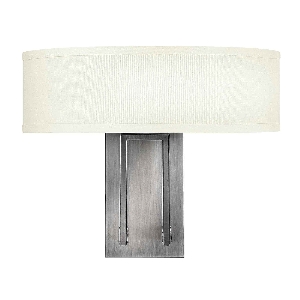 Hampton 2 lichte wandlamp - antiek nikkel, ivoorkleurige lampenkap von Elstead