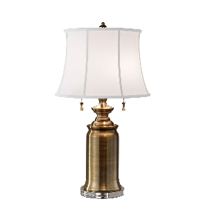 Stateroom Tischlampe - Bali Messing mit weißem Schirm von Elstead