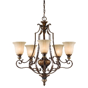 Kelham Hall 5-lichts opwaartse kroonluchter - Firenze Gold/British Bronze von Elstead