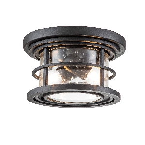 Lighthouse 2 Light Flush - Zwart met structuur von Elstead
