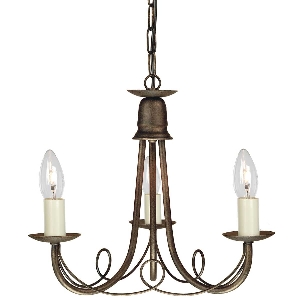 Minster 3 Light Chandelier - Black/ Gold Patina von Elstead