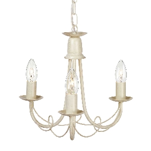 Minster 3 Light Chandelier - Ivory/ Gold Patina von Elstead