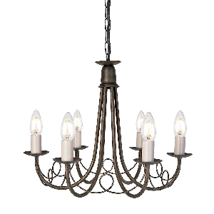Minster 6 Light Chandelier - Black/ Gold Patina von Elstead