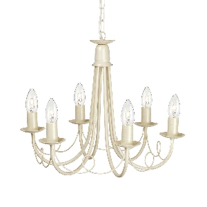 Minster 6 Light Chandelier - Ivory/ Gold Patina von Elstead