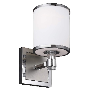 Prospect Park 1-lichts wandlamp - satijnnikkel met chroom von Elstead