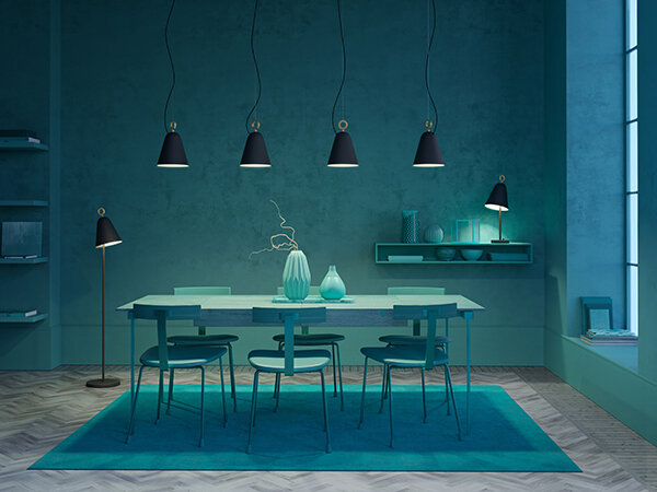 Bella vloerlamp plat der Firma Belid Leuchten