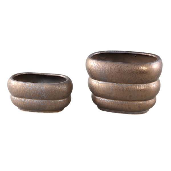Anashe Bronze ceramic pot layers oval S der Firma PTMD