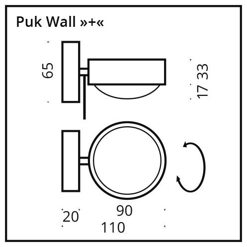 Puk Mini Wall Plus - G9 fitting / antraciet mat / chroom der Firma Top Light Leuchten