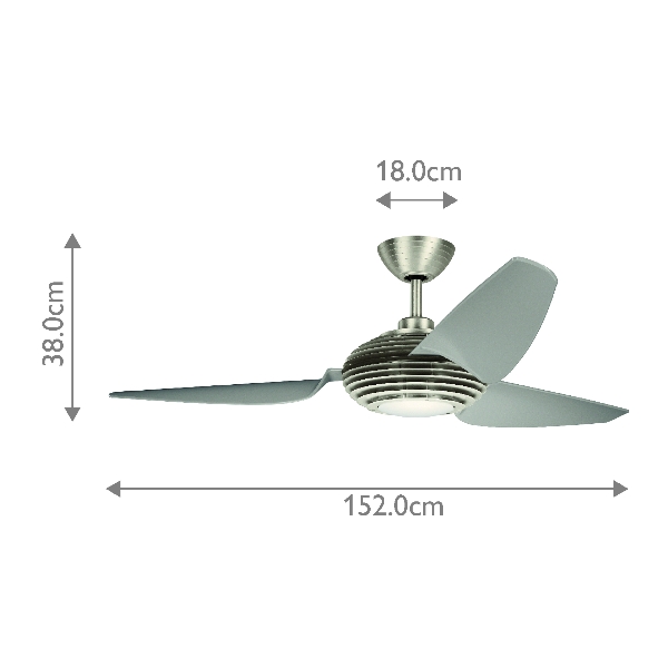 Voya - 60in / 152cm Ventilator - Gebürsteter Edelstahl der Firma Elstead