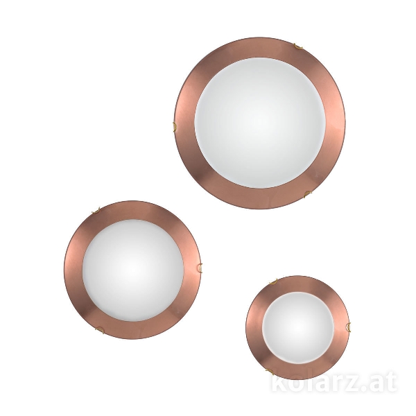 Plafondlamp MOON, oudmessing, bladkoper D 40 cm, hoogte 9 cm, 2-lichts, E27, 60 W der Firma KOLARZ-Austrolux Leuchten